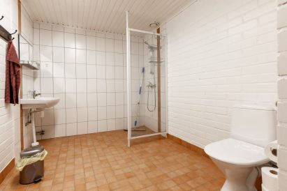 Toinen Evon Suuren Huvilan alakerran wc- ja suihkutiloista.